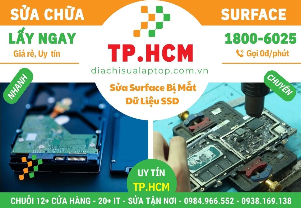 Sửa Surface Bị Mất Dữ Liệu Ổ Cứng