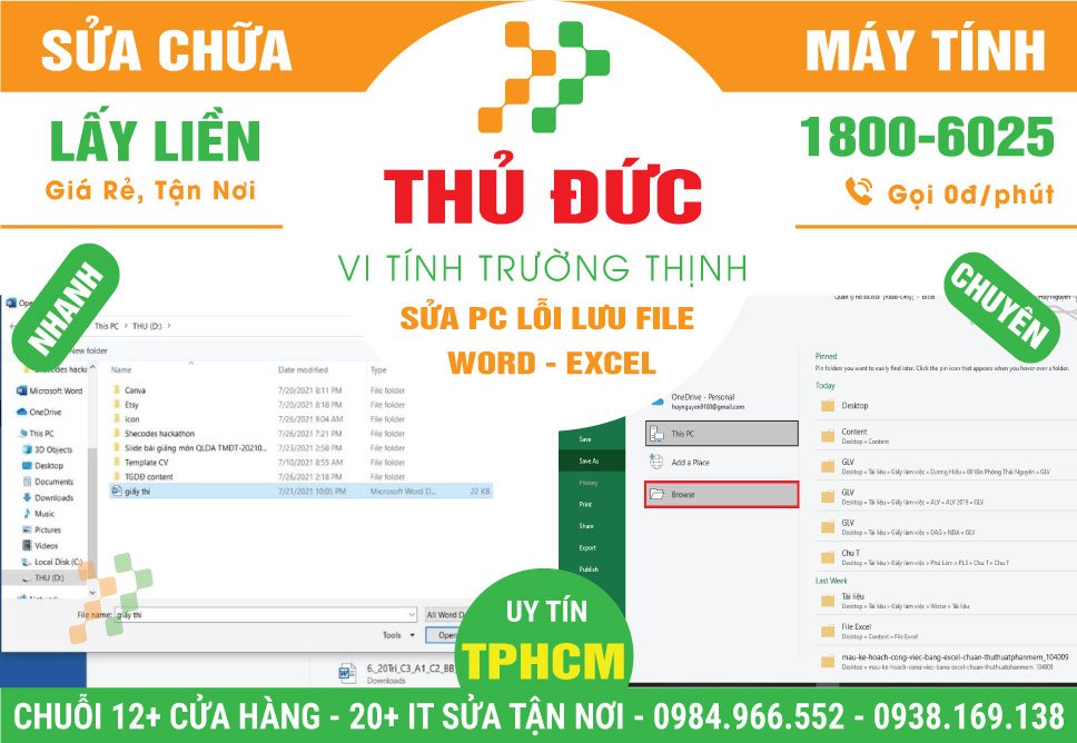 Cửa Hàng Sửa Máy Tính Lỗi Lưu File Word Excel Tại Thủ Đức