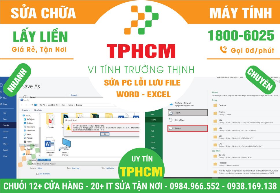 Cửa Hàng Sửa Máy Tính Lỗi Lưu File Word Excel TPHCM