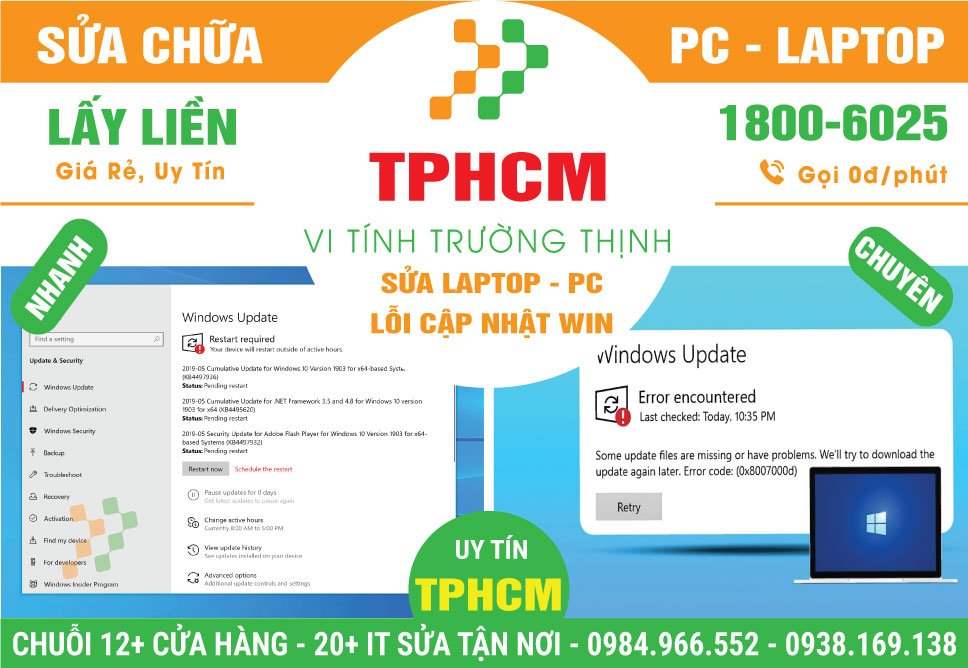 Địa Chỉ Sửa Laptop Lỗi Cập Nhật Win TPHCM Gần Đây