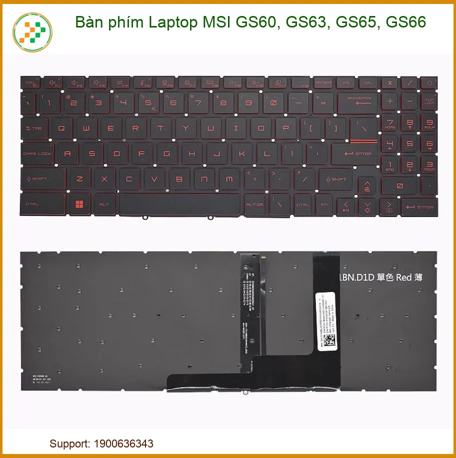 Bàn phím Laptop MSI GS60, GS63, GS65, GS66 - Thay thế nhanh tận nơi tại TP.HCM