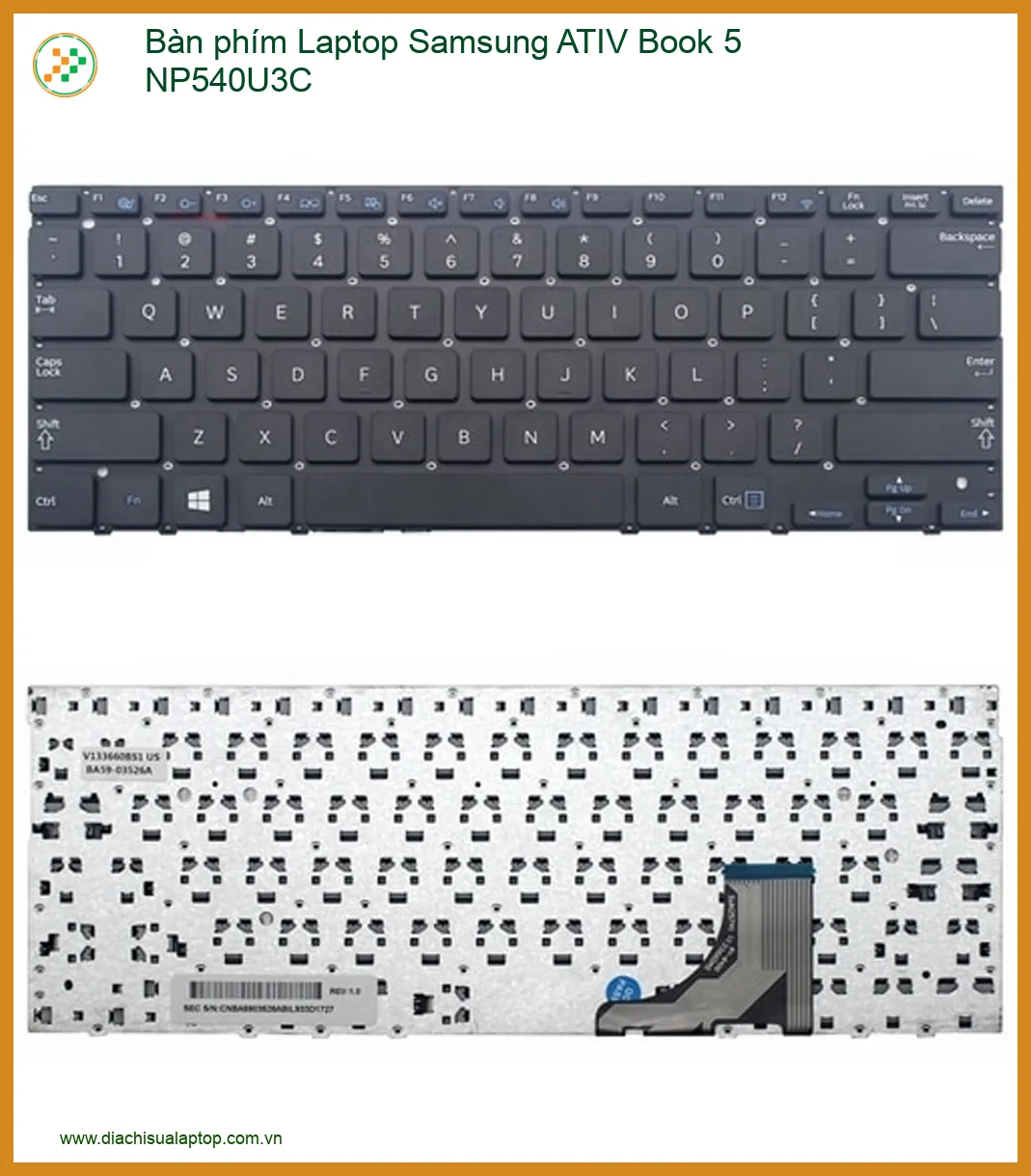 Bàn phím Laptop Samsung ATIV Book 5 NP540U3C Chính Hãng, Thay Nhanh Tận Nơi