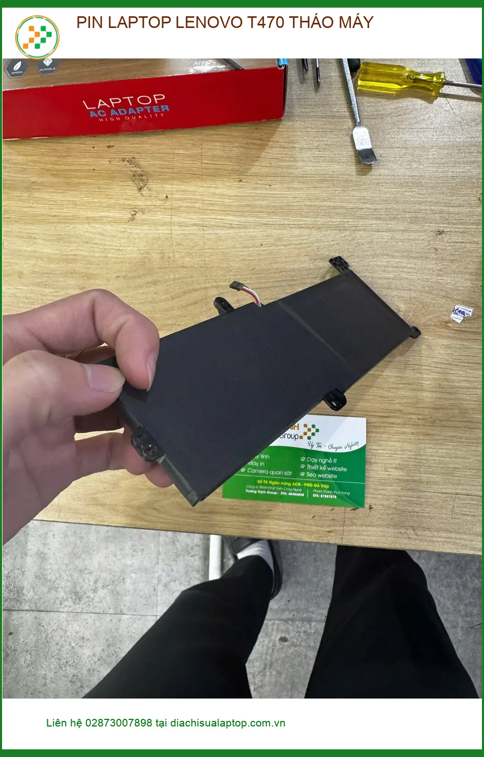 Chị Hạnh tìm chỗ thay pin laptop Lenovo T470 tháo máy Quận 10 lấy ngay ảnh thực tế 1