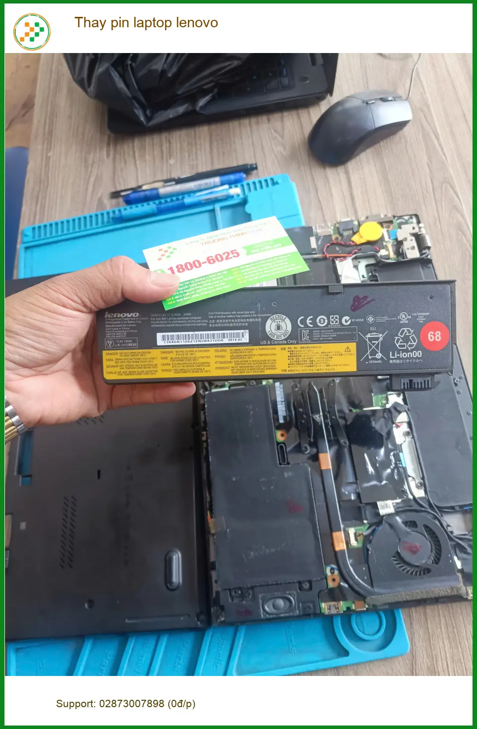 Chị Mai kinh doanh online - Thay pin laptop Lenovo Quận Tân Phú lấy ngay ảnh thực tế 2