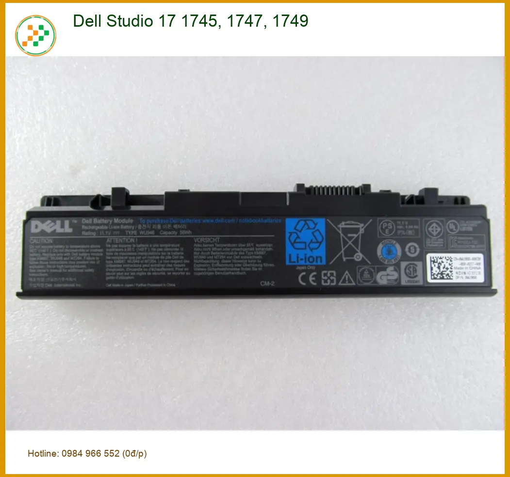 Pin Laptop DELL Dell Studio 17 1745, 1747, 1749 - Thay Pin Nhanh - Giá Rẻ TPHCM