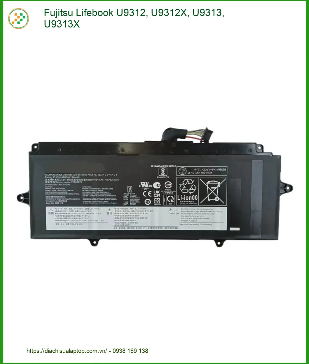 Pin Laptop Fujitsu Lifebook U9312 U9313 - Thay Lấy Liền, Giá Tốt Tại Cửa Hàng