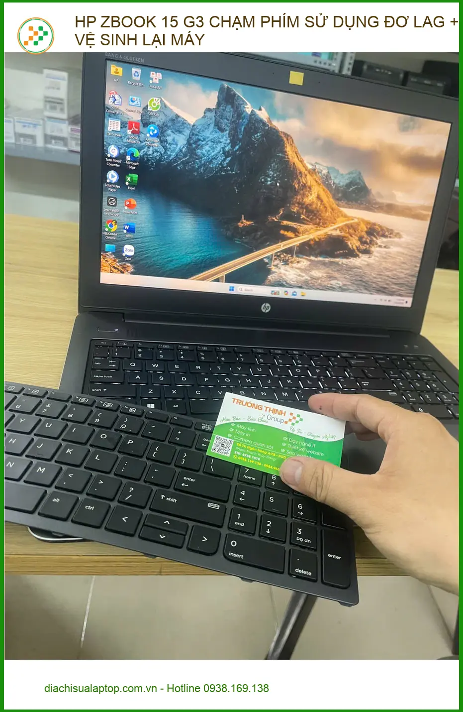Tiệm sửa, vệ sinh HP ZBook 15 G3 cho Anh Đức kiến trúc sư tại Phú Nhuận ảnh thực tế 1