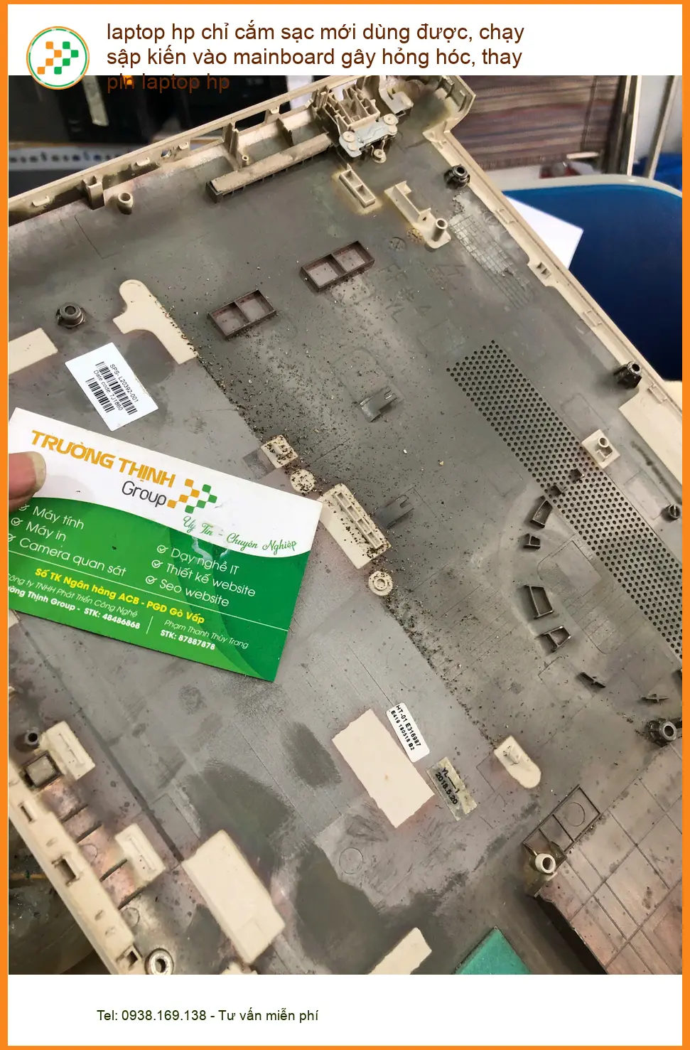 Tiệm Thay pin laptop hp Q. Bình Thạnh - Anh Tùng xử lý kiến mainboard ảnh thực tế 1