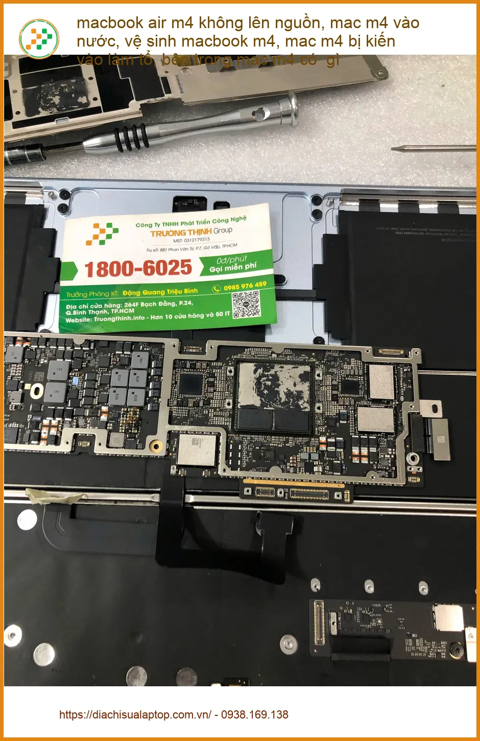 Dịch vụ sửa chữa macbook air m4 bị vào nước Quận Bình Thạnh - Chú Khánh thợ lành nghề ảnh thực tế 2