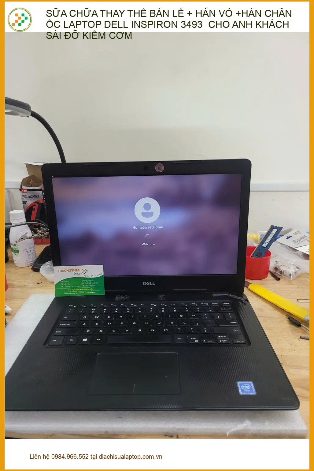 Anh Khải lập trình viên sửa bản lề, hàn vỏ Laptop Dell Inspiron 3493 Phú Nhuận ảnh thực tế 2
