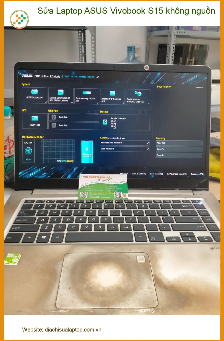 Anh Quang kiến trúc sư tìm Trung tâm sửa Laptop ASUS Vivobook S15 không nguồn Quận 12 ảnh thực tế 1