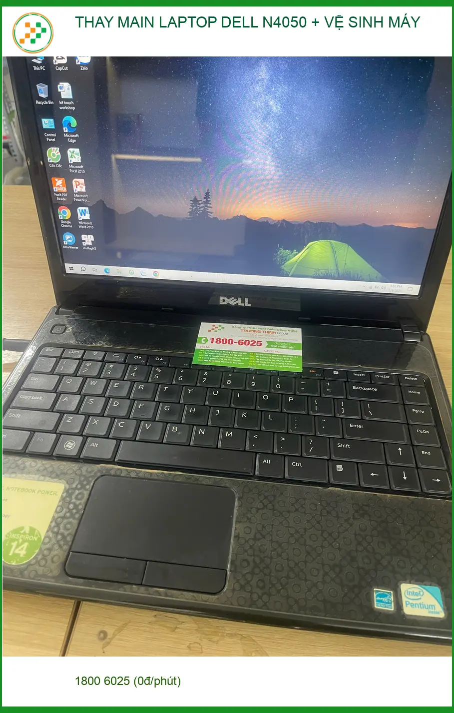 Chú Phước sửa laptop Dell n4050 - Thay main, vệ sinh máy Quận Phú Nhuận ảnh thực tế 2