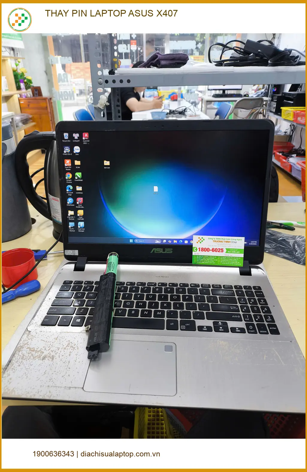 Cửa hàng thay pin laptop ASUS X407 Quận Gò Vấp - Anh Phúc thiết kế đồ họa cần gấp ảnh thực tế 2
