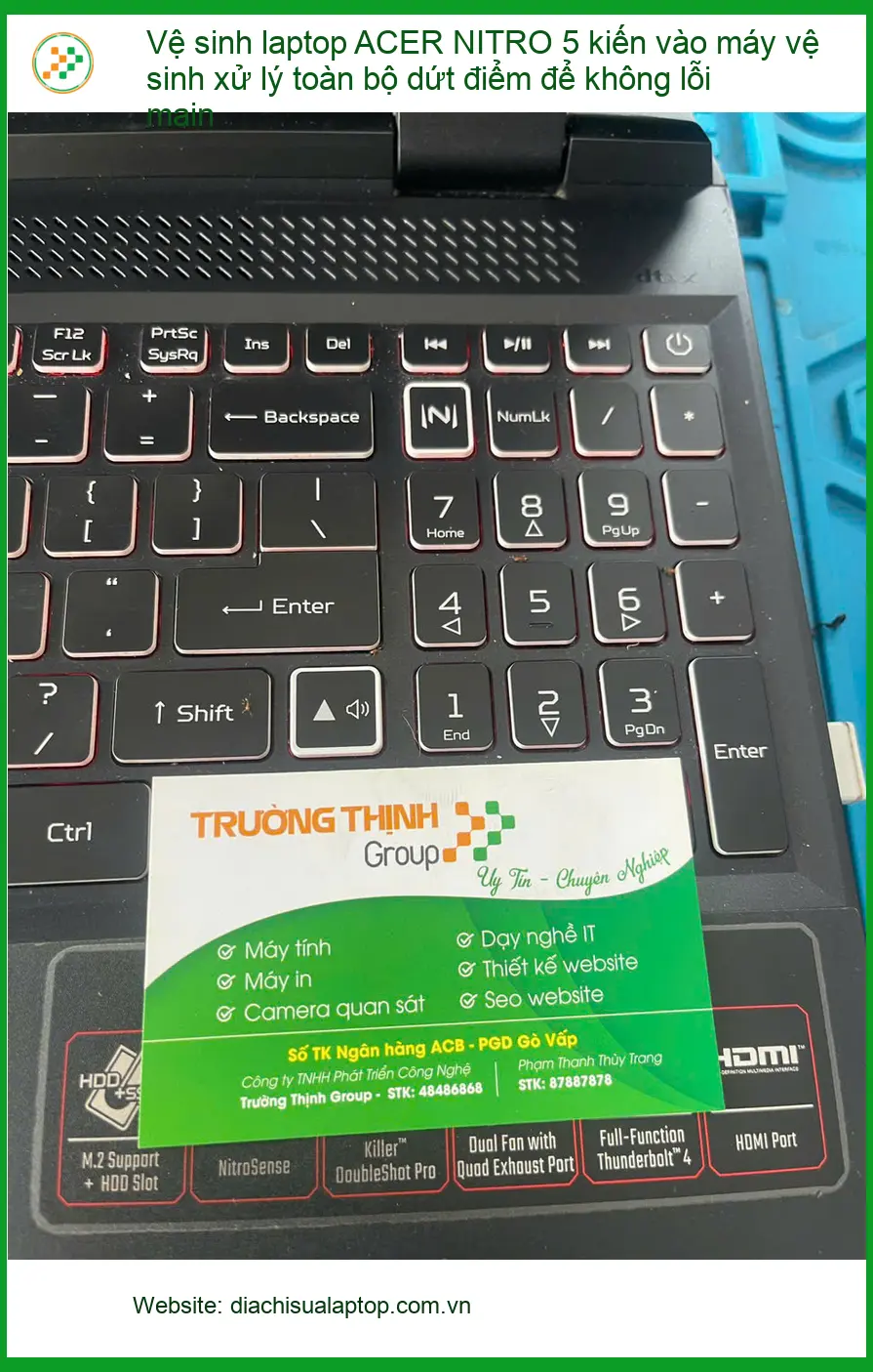 Cô Lan cần vệ sinh laptop ACER NITRO 5 kiến vào máy Quận Phú Nhuận ảnh thực tế 1