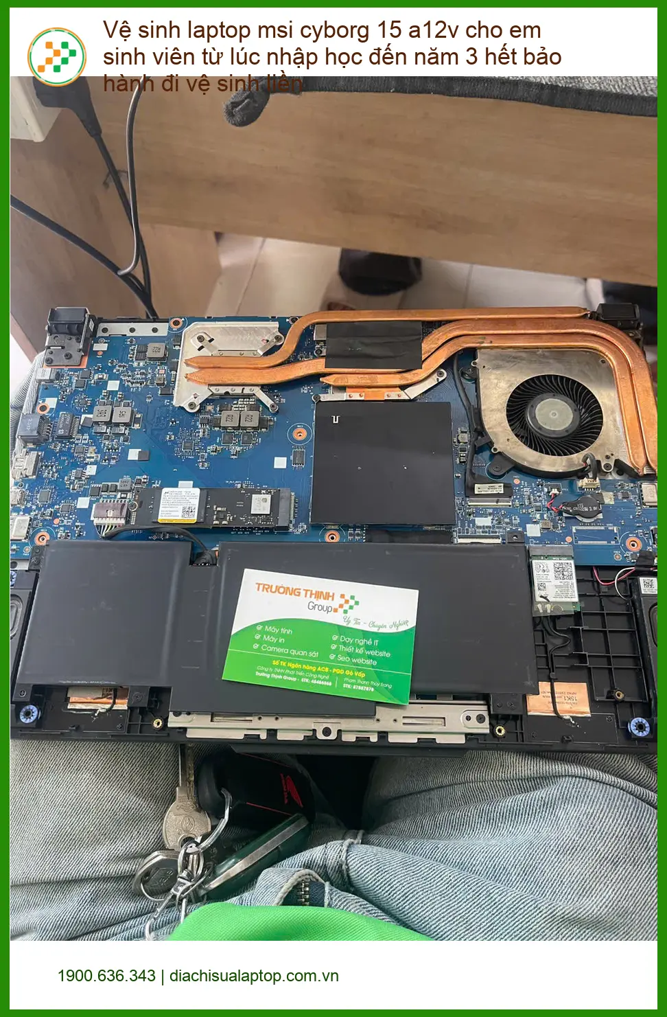 Em Khánh Vy sinh viên tìm chỗ vệ sinh laptop msi cyborg 15 a12v Quận Phú Nhuận hết bảo hành ảnh thực tế 2