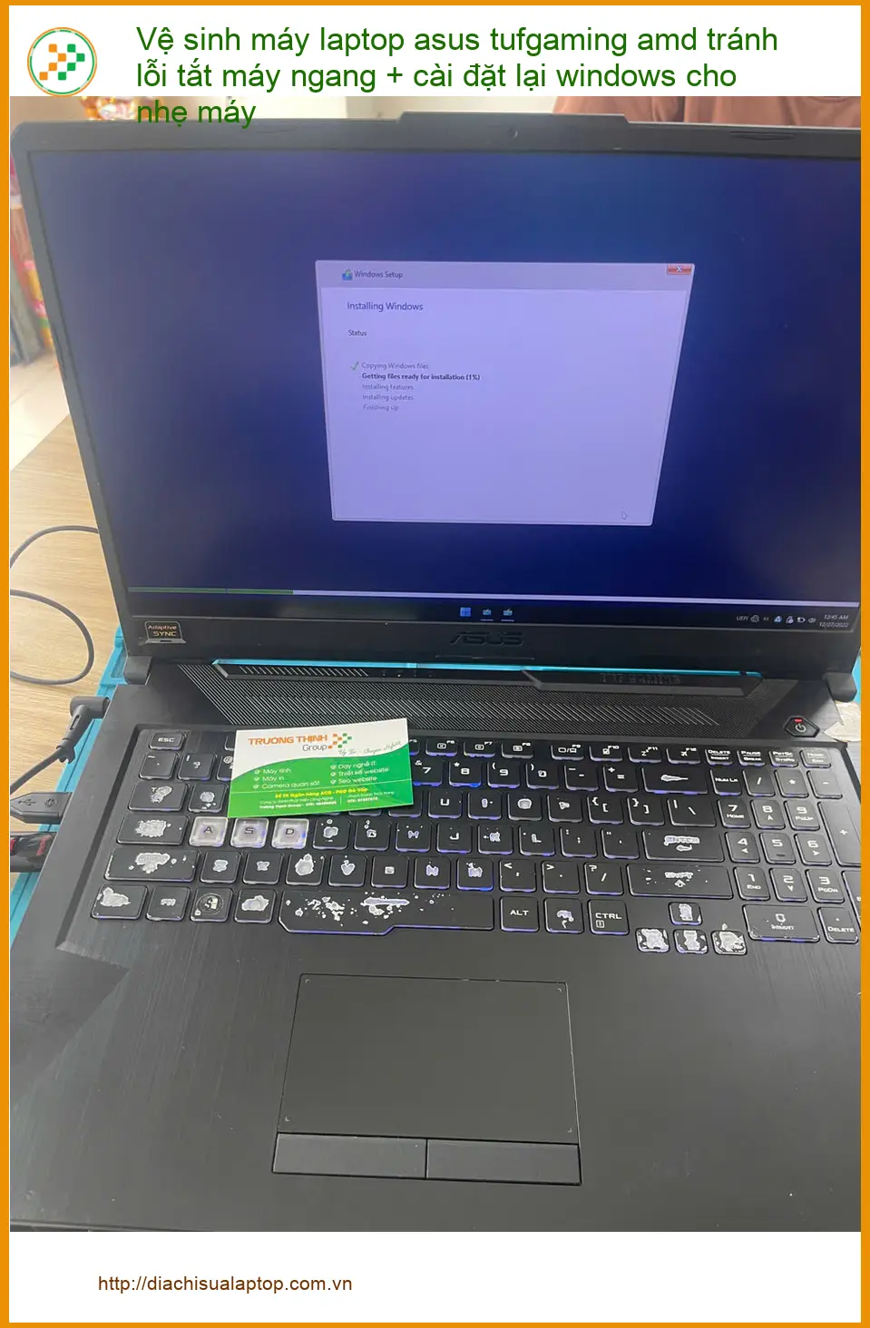 Anh Lâm review: Vệ sinh laptop Asus Tuf hết tắt máy, cài Win nhẹ Phú Nhuận ảnh thực tế 1