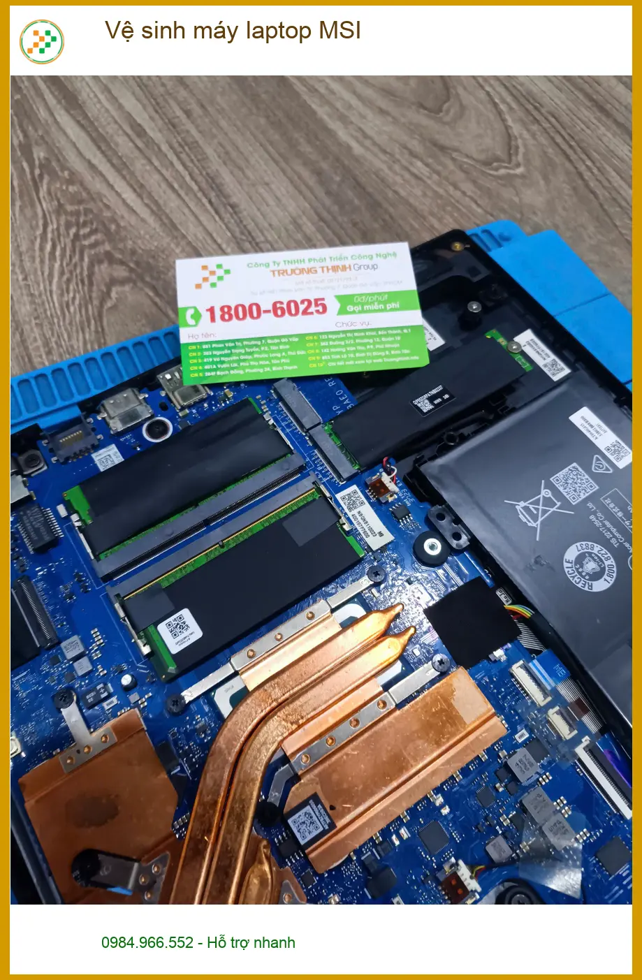 Chú Quang kỹ sư điện lạnh review dịch vụ Vệ sinh máy laptop MSI Quận Tân Phú lấy liền ảnh thực tế 1