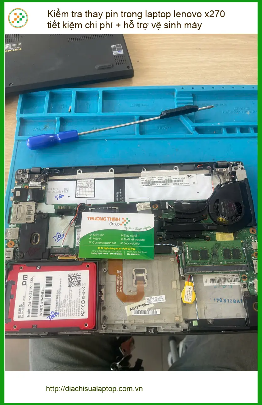 Địa điểm thay pin laptop Lenovo x270 giá rẻ - Chị Thảo vệ sinh máy Phú Nhuận ảnh thực tế 1