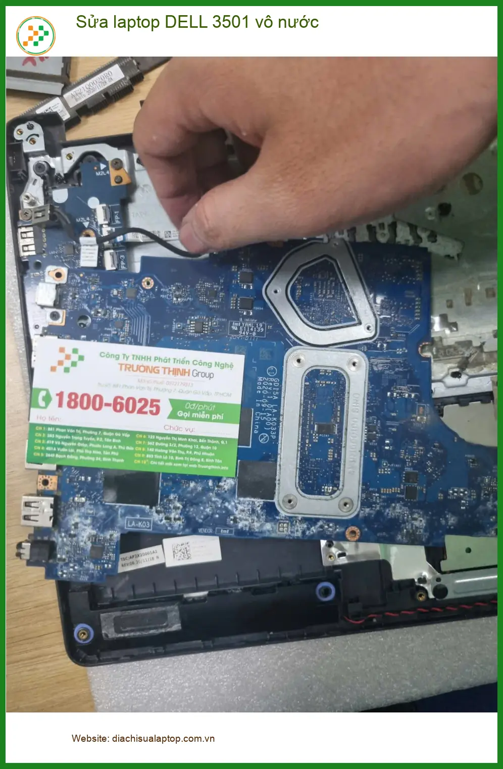Chị Ngọc kỹ sư kiến trúc tìm trung tâm sửa laptop DELL 3501 vô nước Quận Bình Tân lấy ngay ảnh thực tế 2