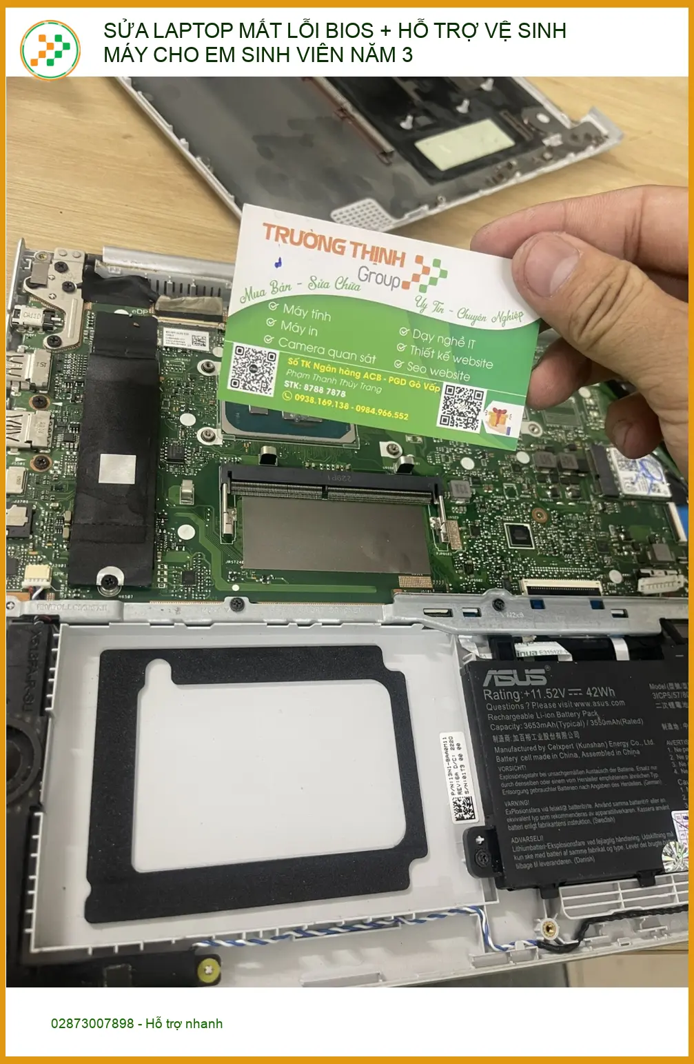 Bạn Giang sinh viên năm 3 Phú Nhuận tìm chỗ sửa laptop lỗi BIOS ảnh thực tế 2
