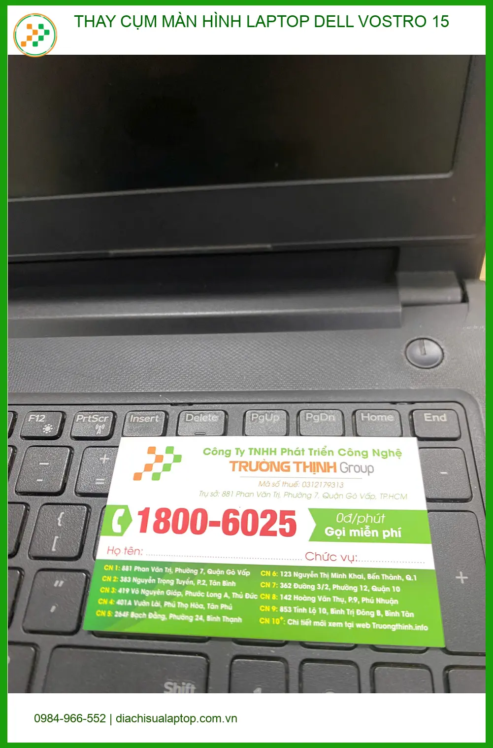 Anh Đức bị vỡ màn hình laptop - Trung tâm thay Dell Vostro 15 Quận 12 ảnh thực tế 2