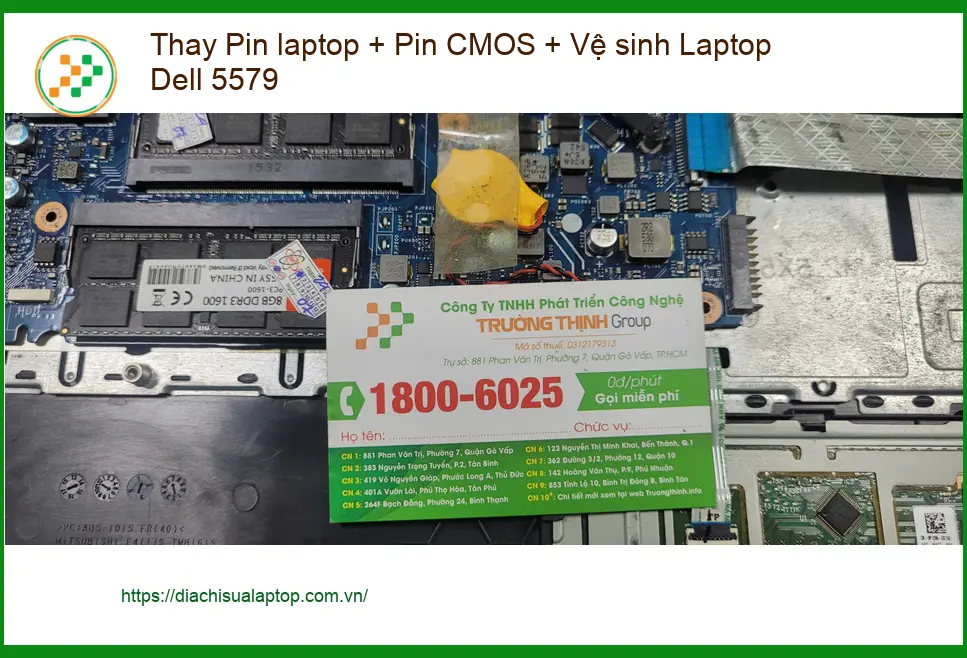 Chị Hằng tìm chỗ thay pin laptop, pin CMOS & vệ sinh Dell 5579 Q. Bình Tân ảnh thực tế 2