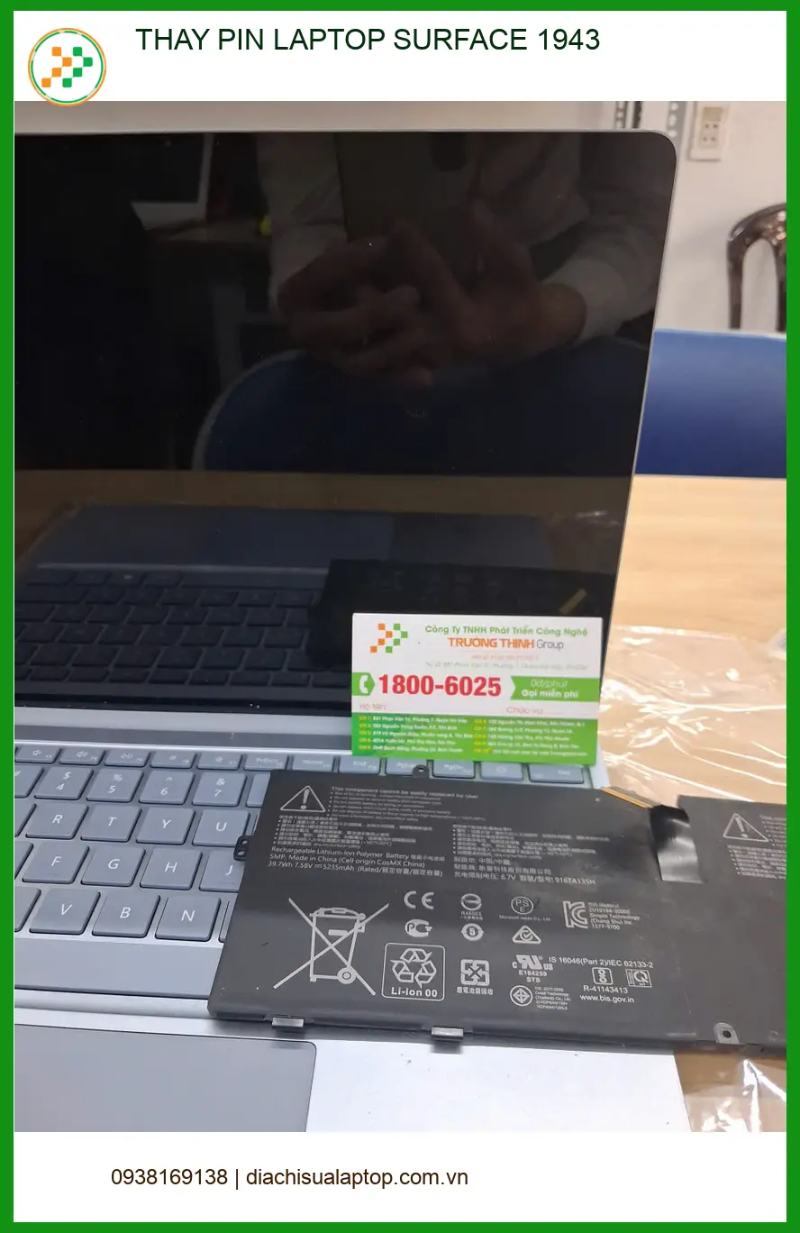 Tiệm thay pin laptop Surface 1943 Quận 12 - Anh Tùng hài lòng với dịch vụ lấy ngay ảnh thực tế 1