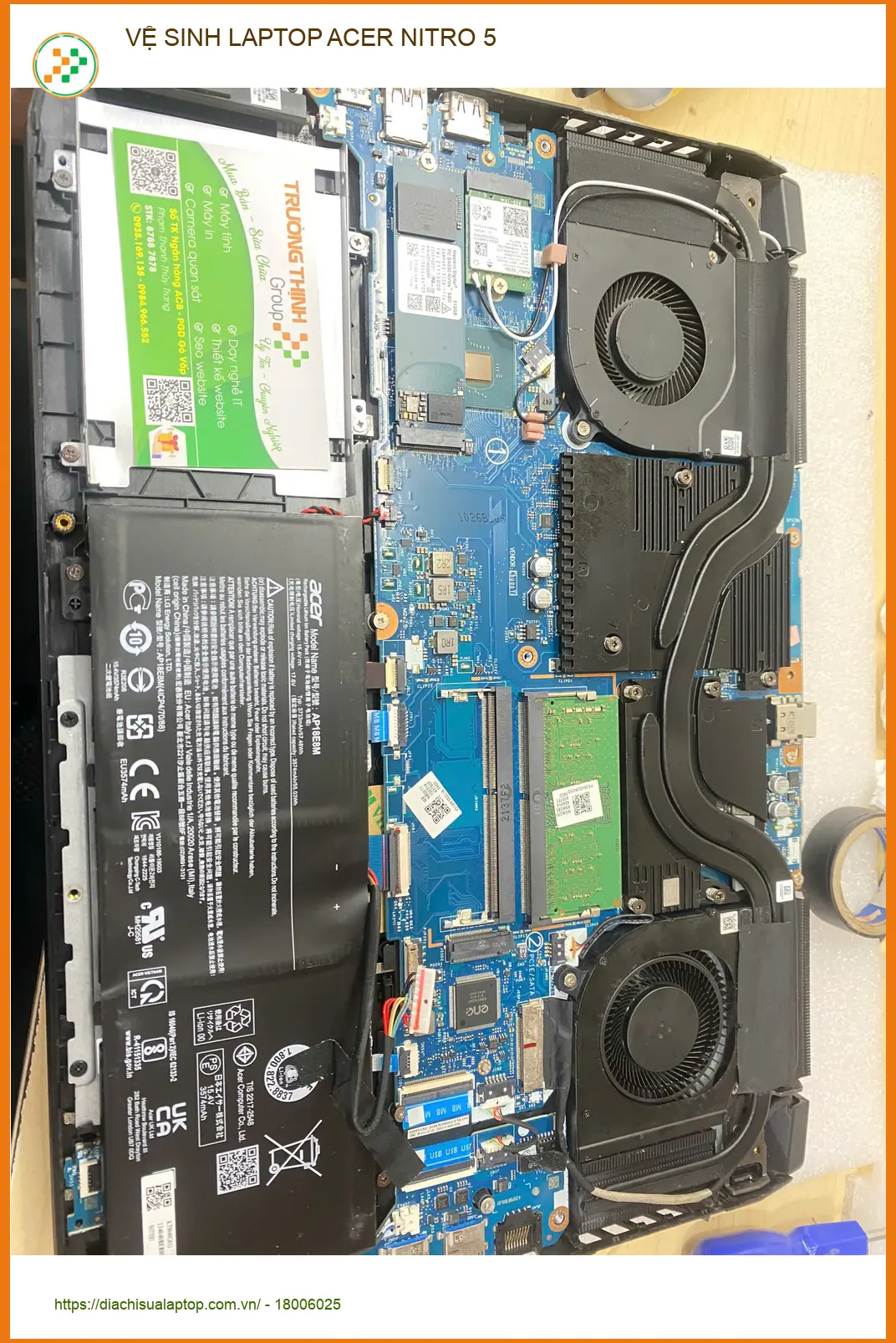 Anh Đạt game thủ Gò Vấp tìm chỗ vệ sinh Laptop Acer Nitro 5 uy tín ảnh thực tế 1