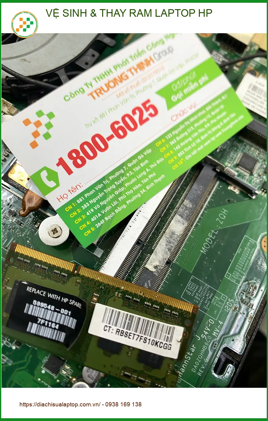 Chú Tùng kiến trúc sư Quận 12 hài lòng khi vệ sinh & thay RAM LAPTOP HP lấy ngay ảnh thực tế 2