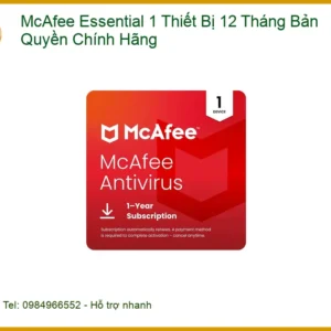 Antivirus Bản Quyền McAfee Essential 1 Thiết Bị 12 Tháng Chính Hãng - Shop TPHCM Uy tín