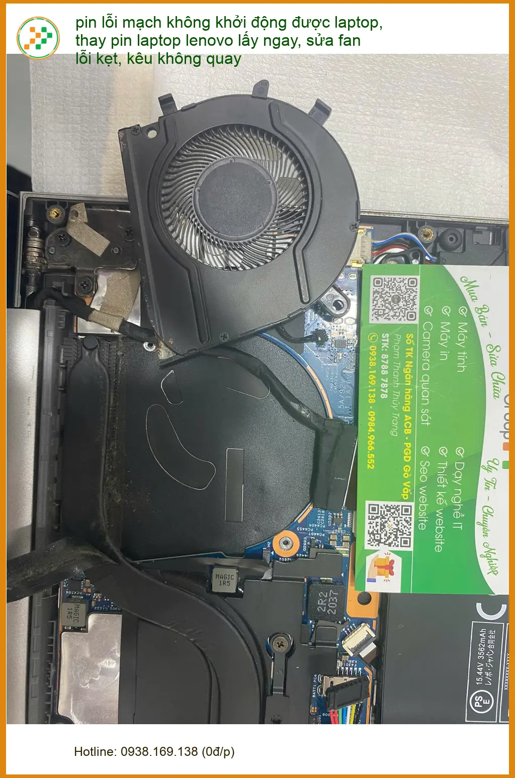 Tiệm sửa laptop Quận Bình Thạnh: Chị Diệp thay pin Lenovo, sửa fan kêu ảnh thực tế 2