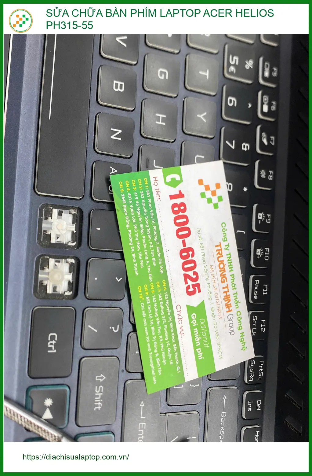 Dịch vụ sửa bàn phím Laptop Acer Helios PH315-55 Quận 12 - Chị Thanh review ảnh thực tế 2