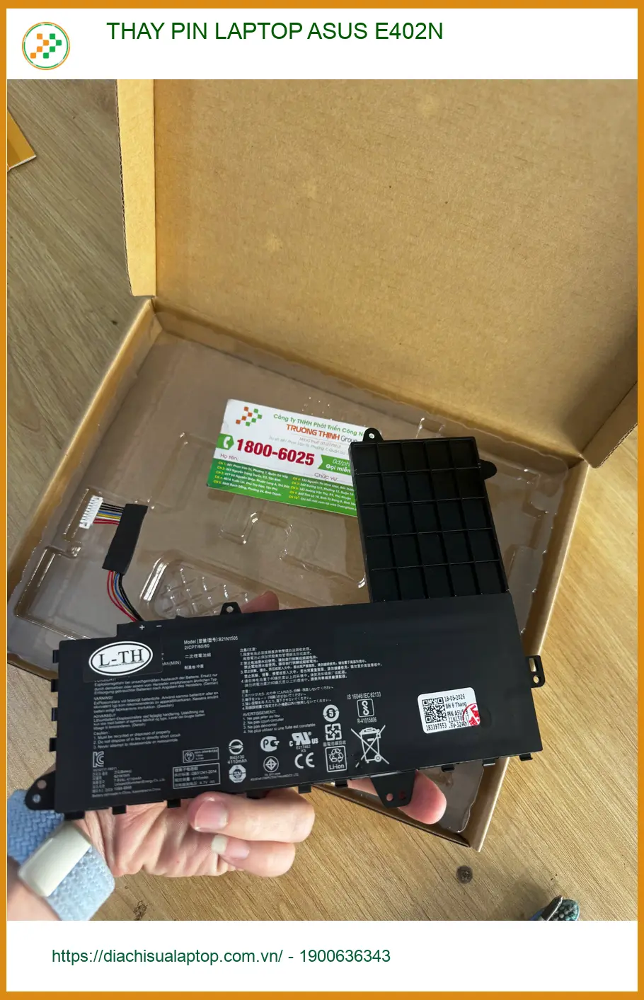 Chị Thanh cần thay pin laptop Asus E402N Quận 10 - Trung tâm uy tín ảnh thực tế 1