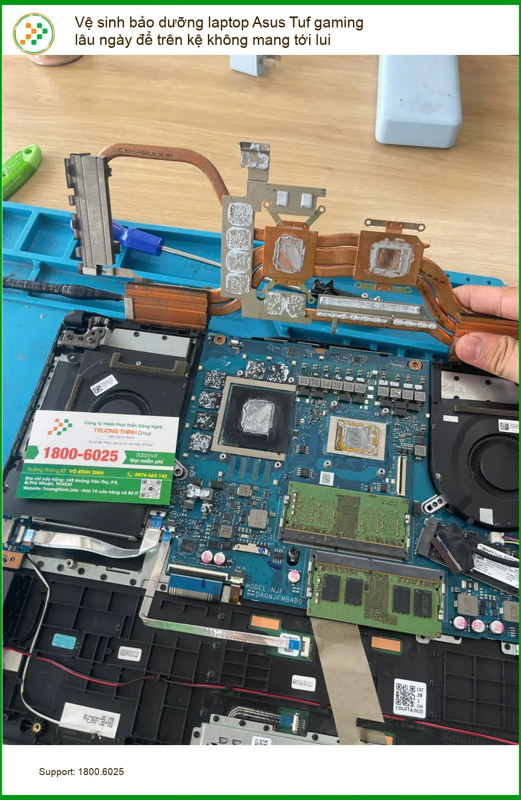 Chú Đức kiến trúc sư vệ sinh laptop Asus Tuf gaming Quận Phú Nhuận ảnh thực tế 2