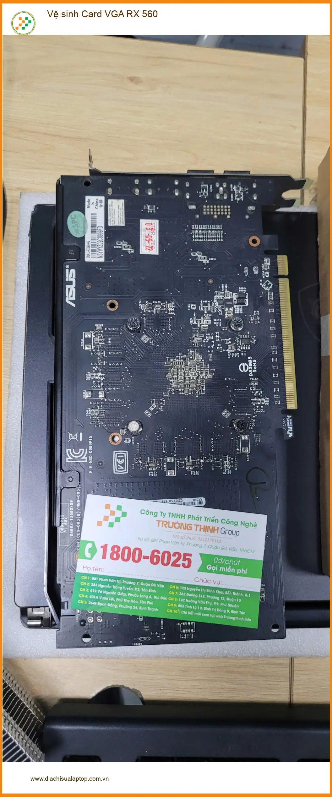 Bác Sơn kỹ sư máy tính cần vệ sinh Card VGA RX 560 Quận Bình Tân ảnh thực tế 1