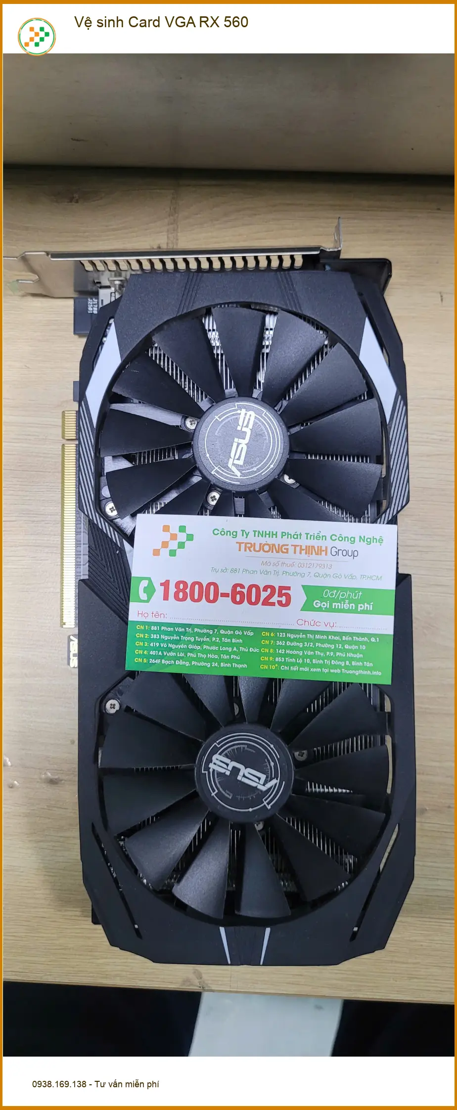 Bác Sơn kỹ sư máy tính cần vệ sinh Card VGA RX 560 Quận Bình Tân ảnh thực tế 2