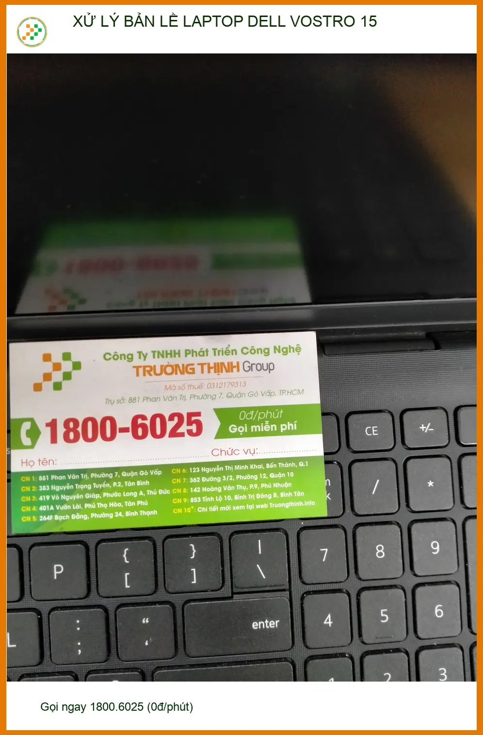 Trung tâm xử lý bản lề laptop Dell Vostro 15 Quận 12 - Chị Huyền thoát lo lắng ảnh thực tế 1