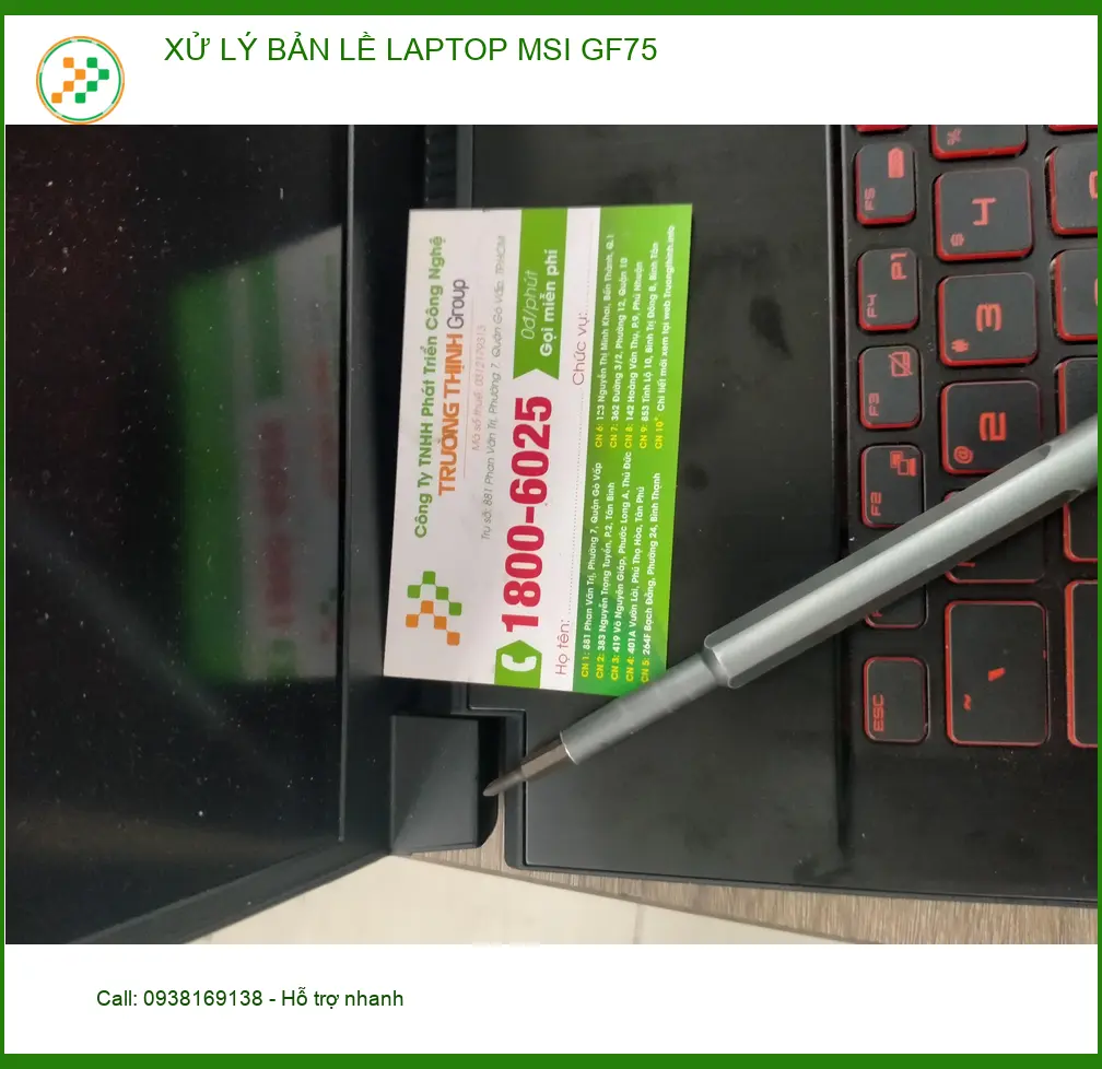 Cô Tường Vy review chỗ xử lý bản lề laptop MSI GF75 Quận 12 ảnh thực tế 1