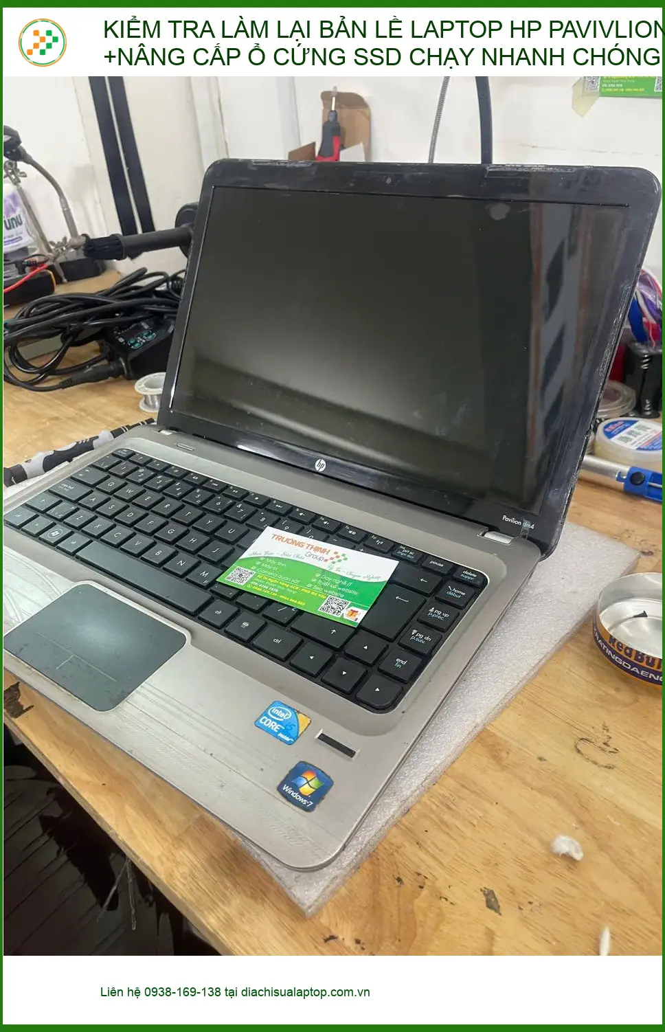 Cô Mai sửa bản lề laptop HP Pavilion, nâng cấp SSD nhanh Quận Phú Nhuận ảnh thực tế 1