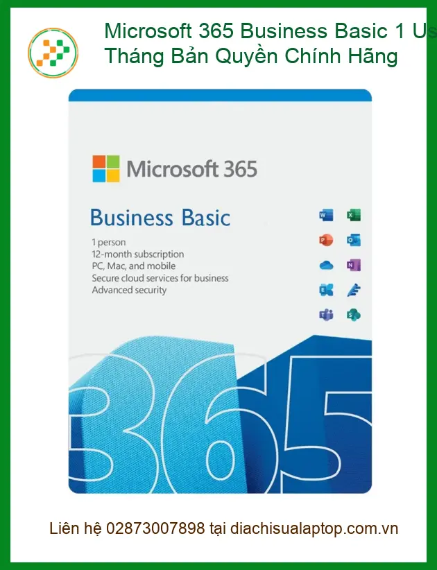 Microsoft 365 Business Basic 1 User 12 Tháng - Cài Đặt Nhanh Chóng TPHCM