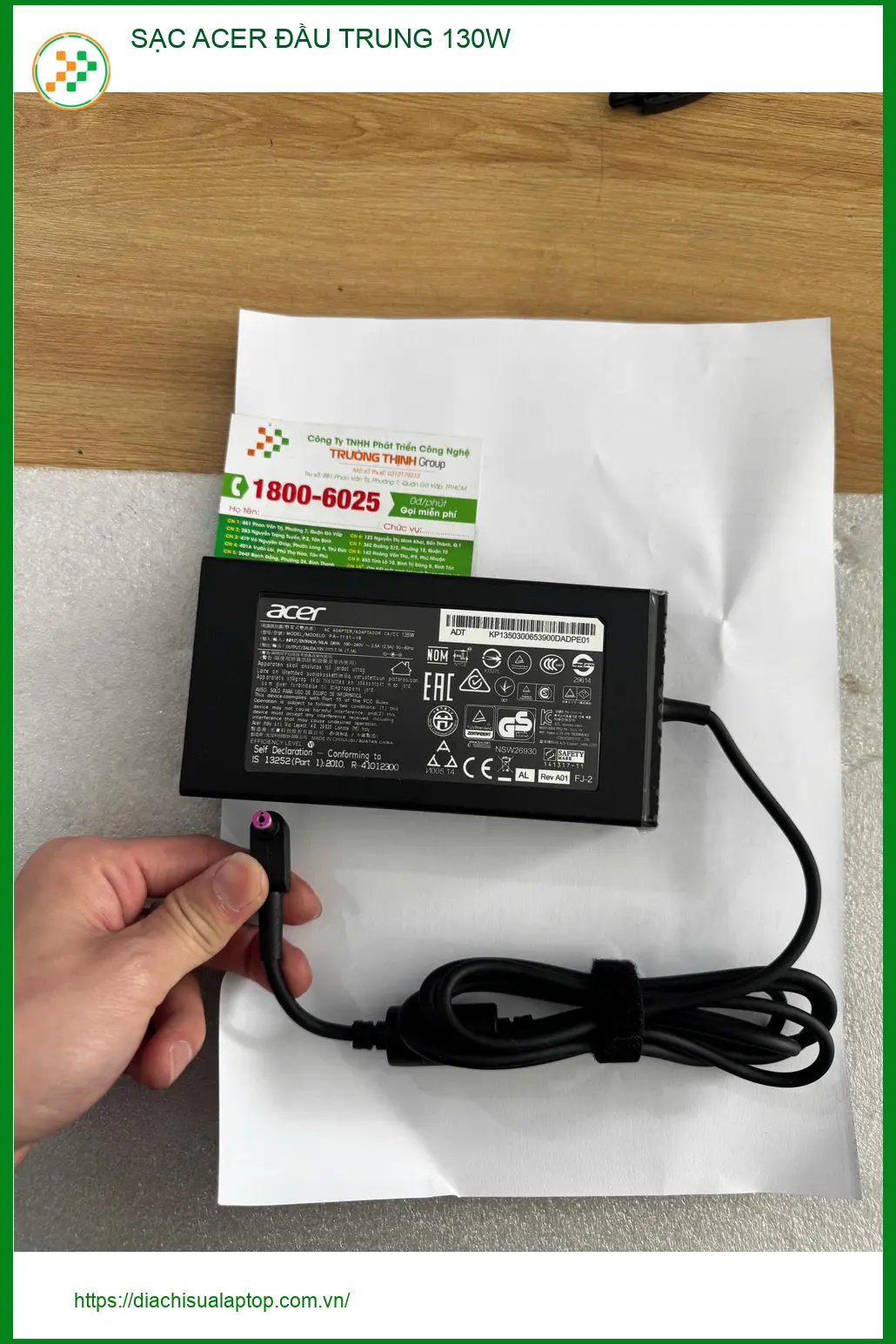 Anh Phúc nhân viên IT tìm mua sạc Acer đầu trung 130W Quận 10 gấp ảnh thực tế 1
