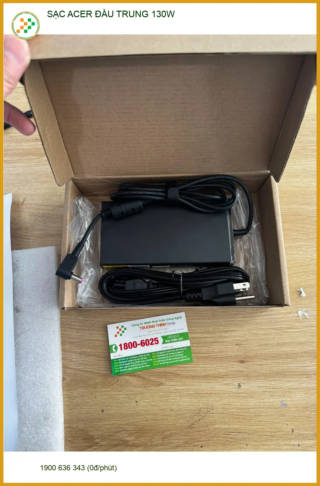 Anh Phúc nhân viên IT tìm mua sạc Acer đầu trung 130W Quận 10 gấp ảnh thực tế 2