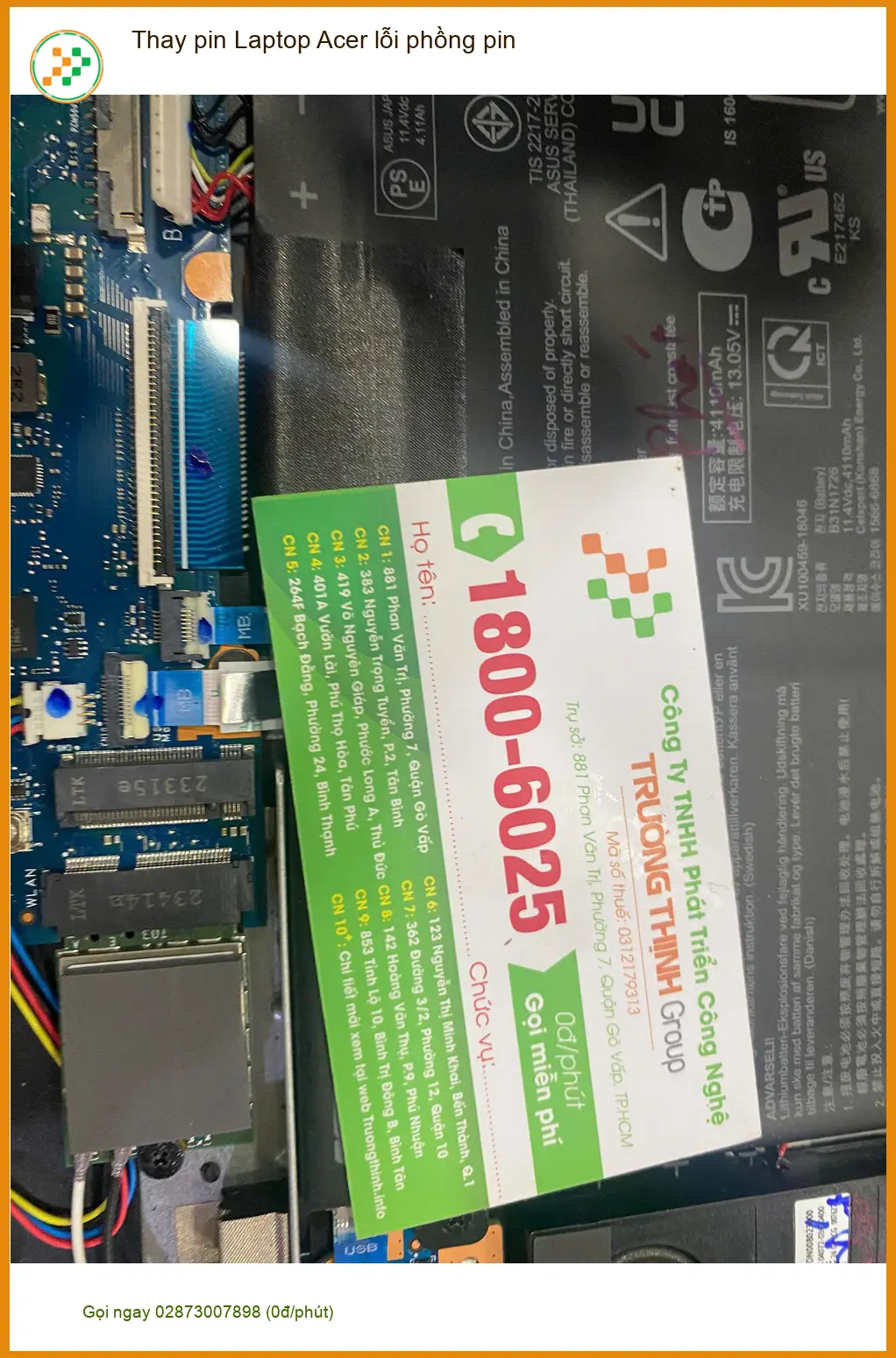 Tiệm thay pin laptop Acer lỗi phồng pin Quận 7 lấy ngay - Chú Dũng tài xế công nghệ ảnh thực tế 2