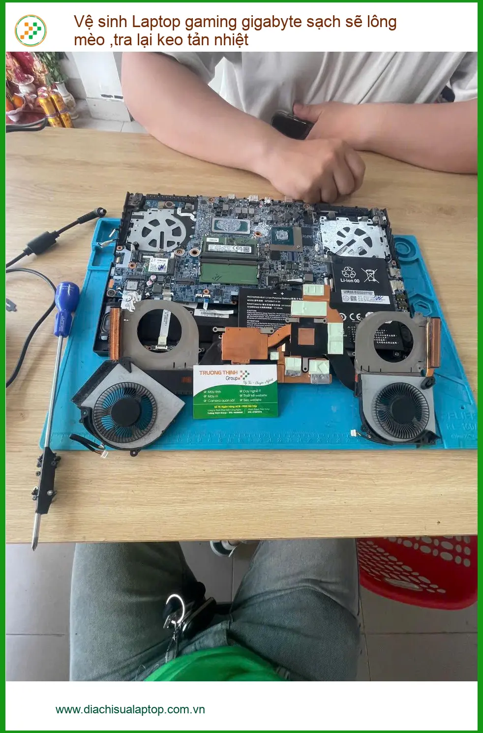 Chú Trường chủ quán net tìm chỗ vệ sinh Laptop Gigabyte, tra keo ở Phú Nhuận ảnh thực tế 1