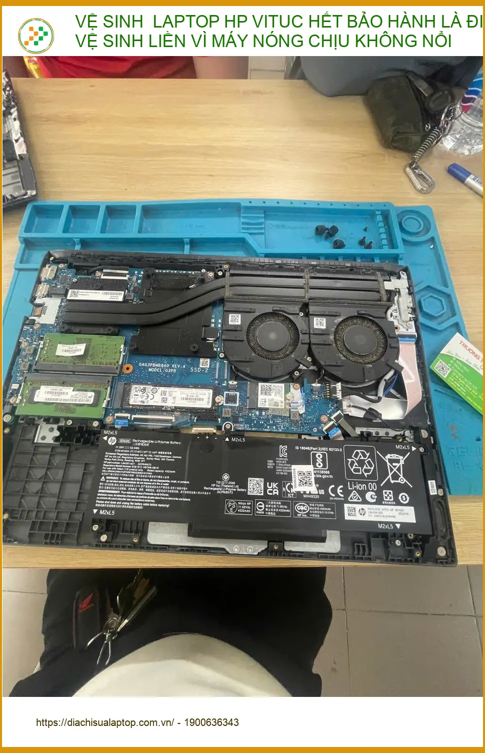 Anh Huy nhân viên văn phòng vệ sinh laptop HP nóng quá ở Quận Phú Nhuận ảnh thực tế 2