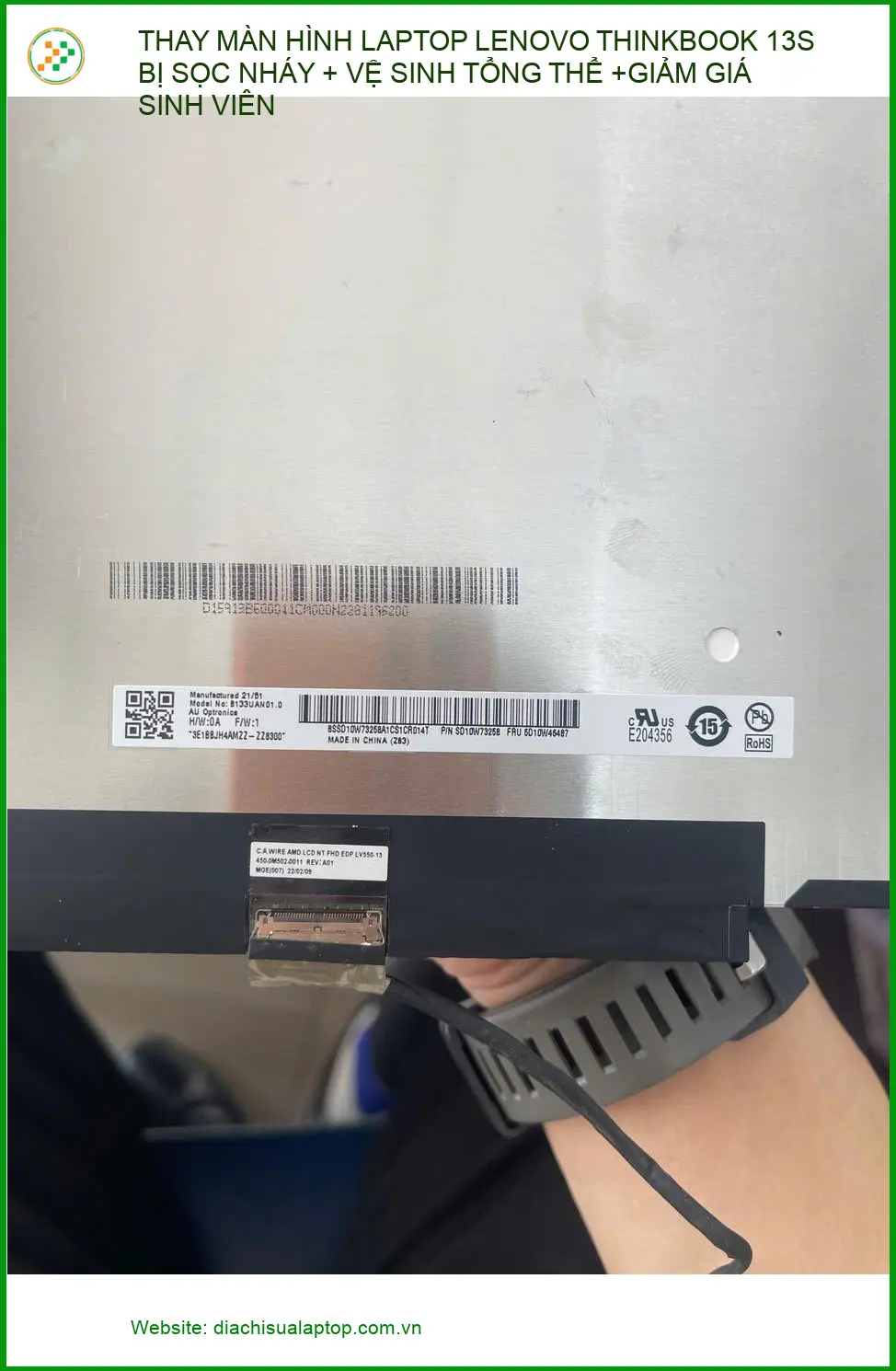 Thay màn hình laptop Lenovo Thinkbook 13s bị sọc nháy Phú Nhuận - Anh Hưng ảnh thực tế 1