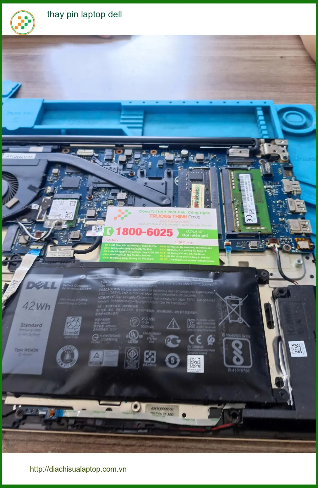 Bạn Tuấn tìm dịch vụ thay pin laptop Dell Quận Tân Phú uy tín, lấy liền ảnh thực tế 1