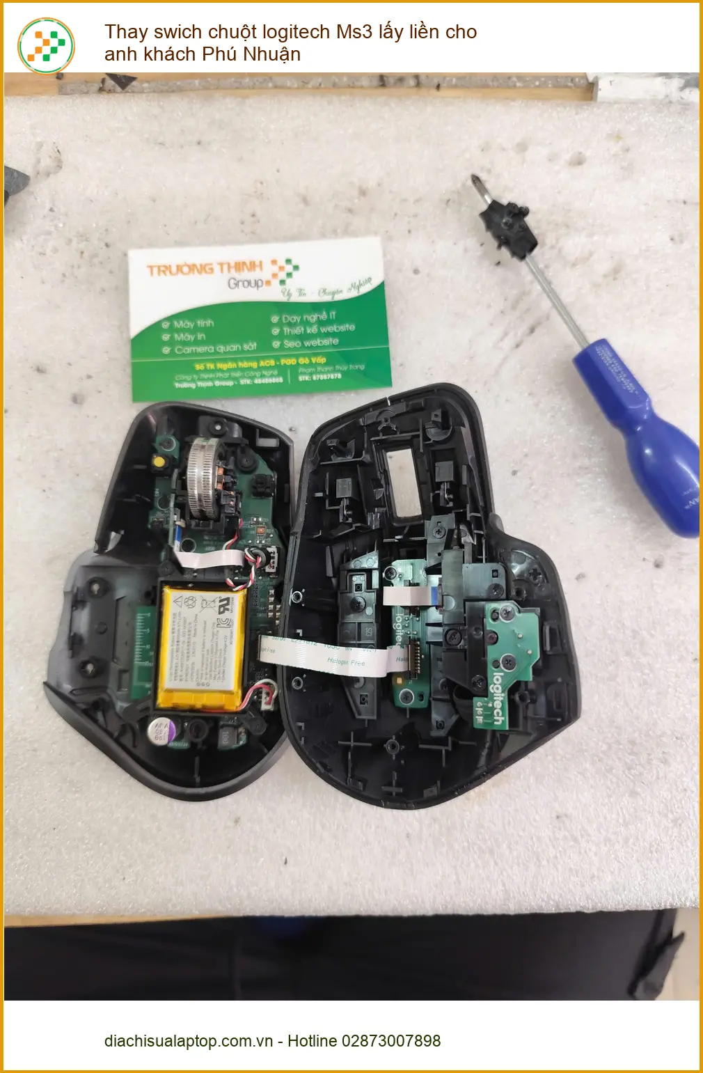Anh Kiên kiến trúc sư Phú Nhuận thay swich chuột Logitech Ms3 lấy liền ảnh thực tế 1